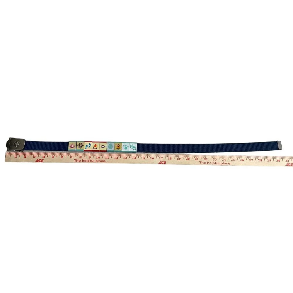 Boy Scouts of America Uniform Web Belt Boy Navy Blue Slide Badges